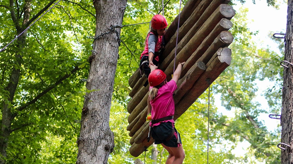 Ropes course activity at Camp Friendship