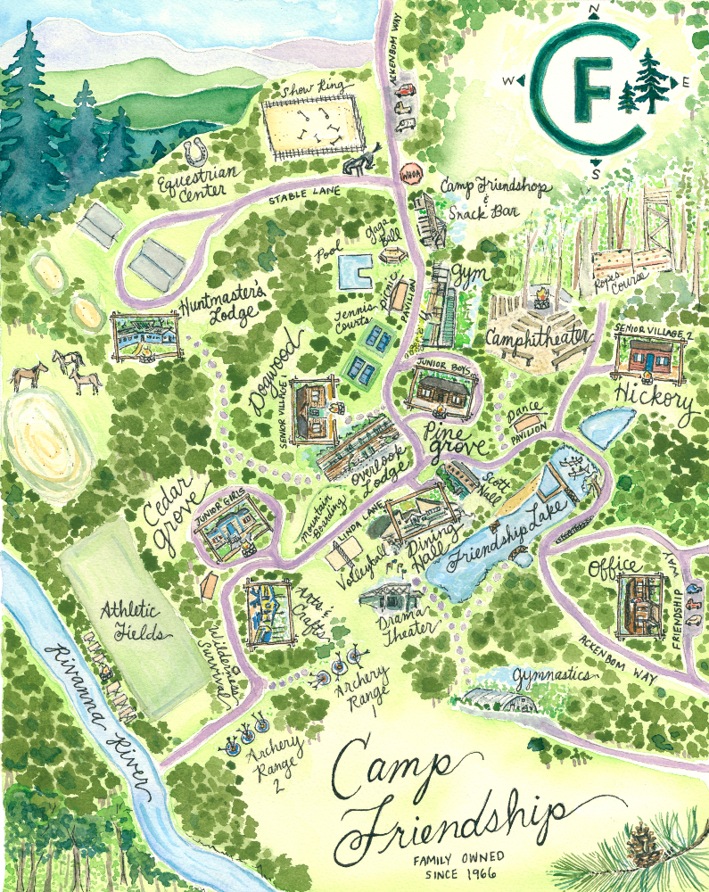 Map of Camp Friendship facilities and spaces