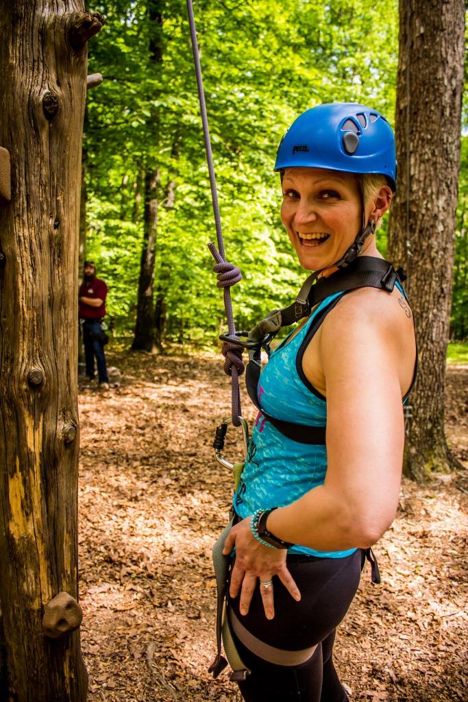 Woman at the high ropes course
