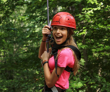 Girl on ropes course