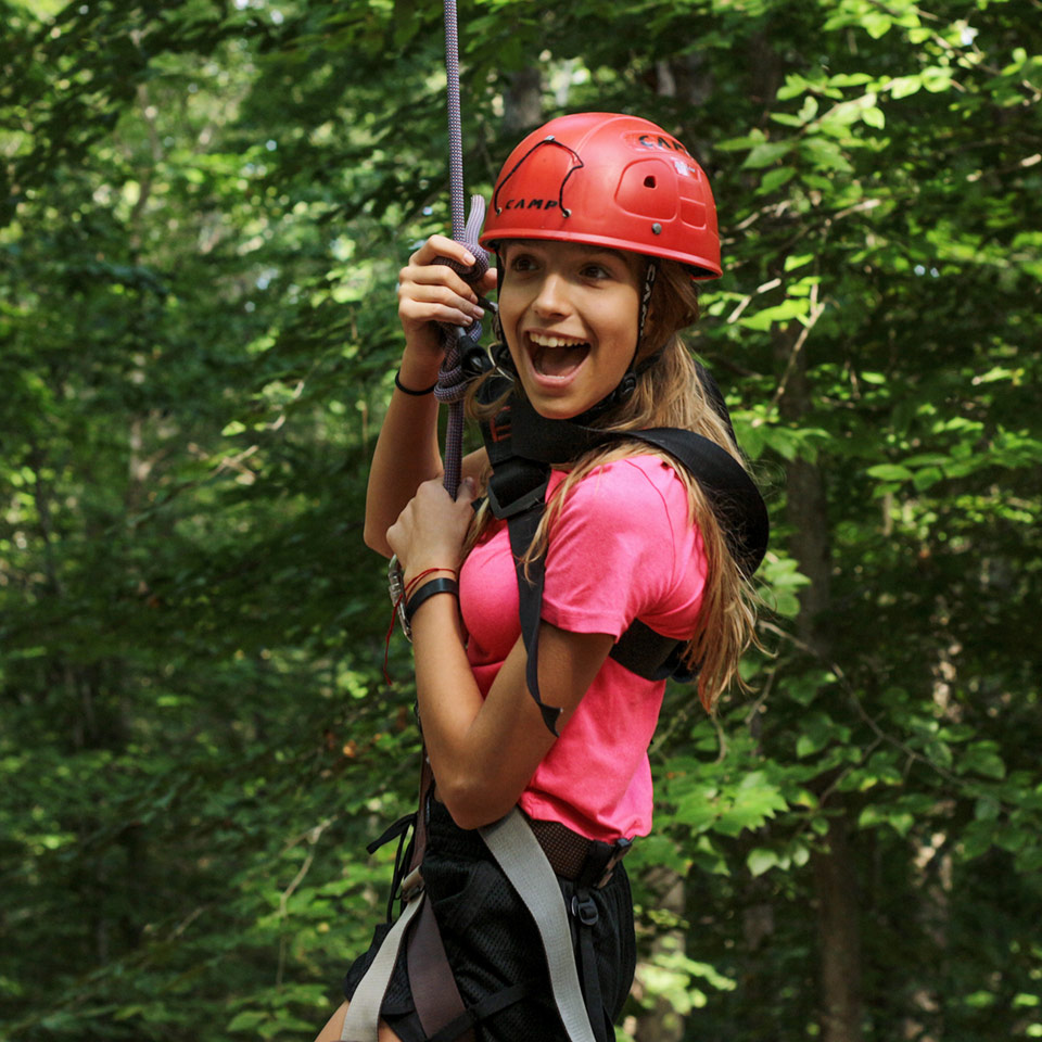 Girl on ropes course